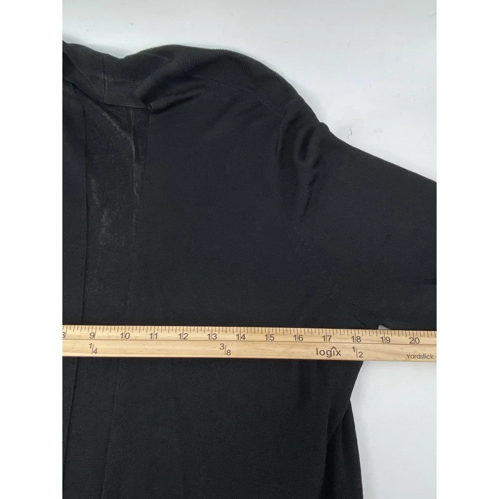 Eileen Fisher Cardigan Sweater Women XL Black Ruffle Open Light Sheer Minimalist